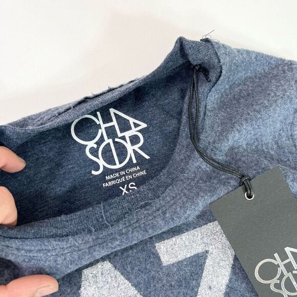 Chaser Sweatshirt Womens XS Gray Lazy Sunday Graphic Long Sleeve Pullover new - Picture 2 of 10